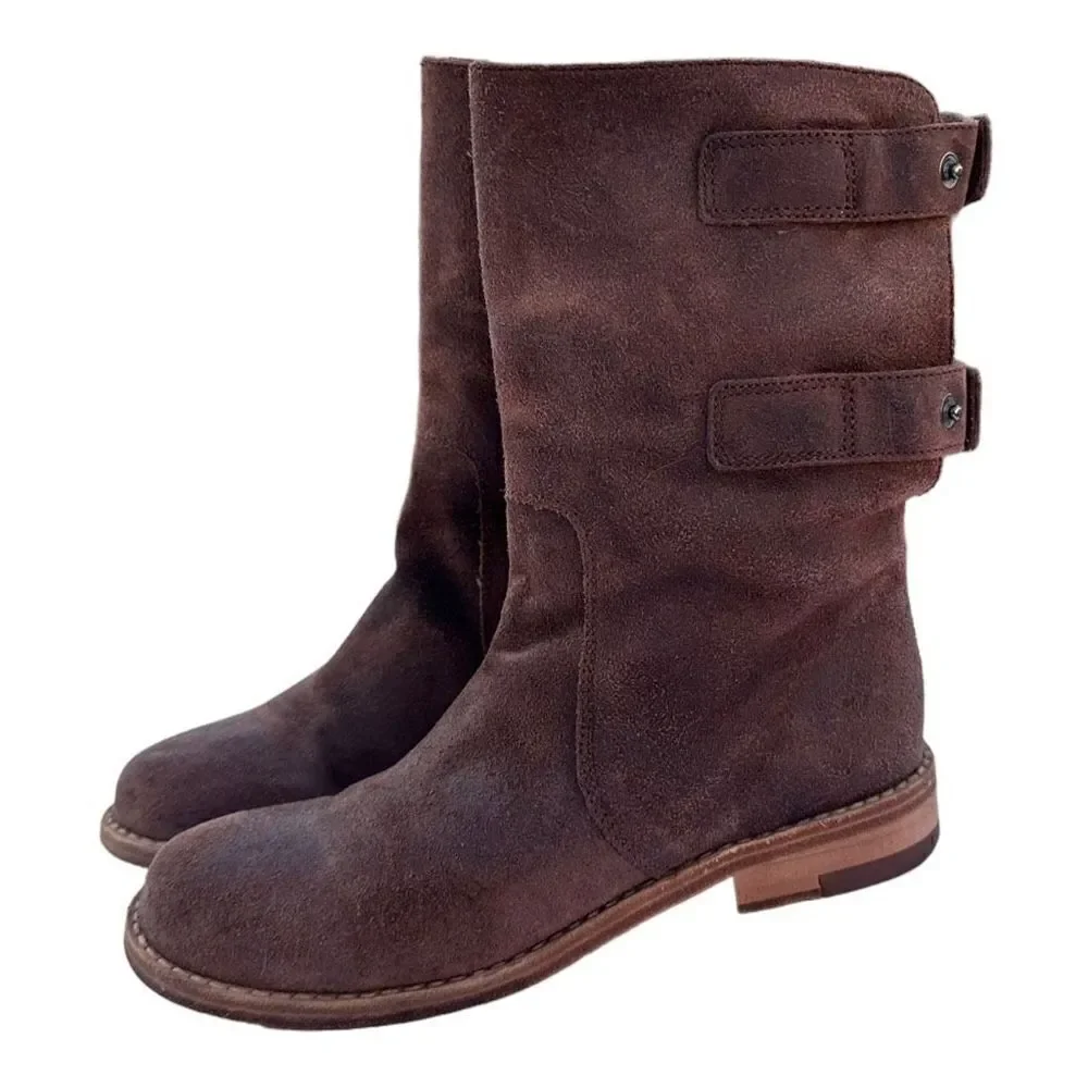 Eileen fisher all leather snap back convertible boots women’s size 5 brown